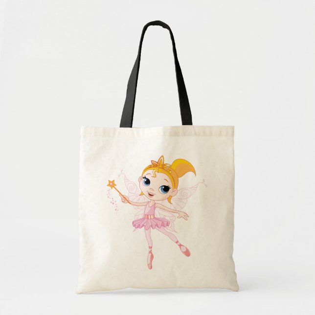 Bolsa Tote Fada Bailarina com Varinha Mágica e Asas (Frente)