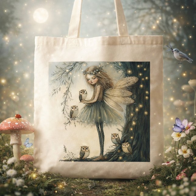 Bolsa Tote Fada & Coruja (Criador carregado)