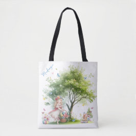 Bolsa Tote Fada da Primavera de Páscoa em Aquarela
