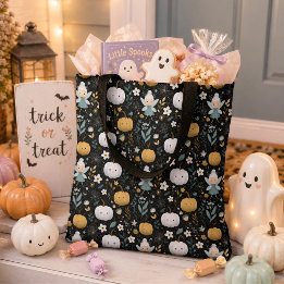 Bolsa Tote Fada de Halloween Fofa e Abóboras Pastel