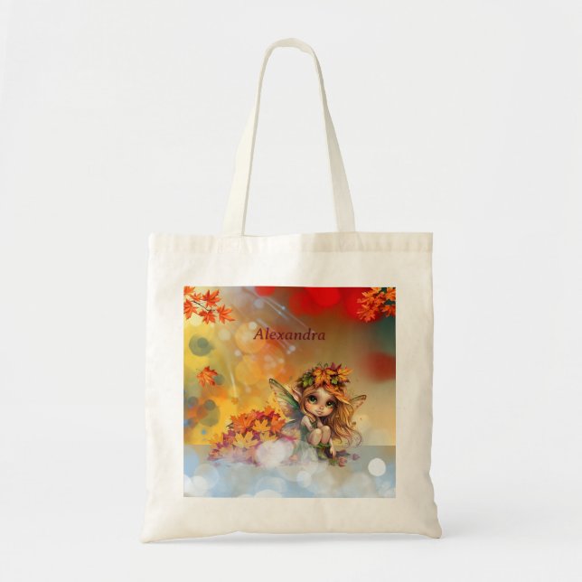 Bolsa Tote Fada de outono-Cura com Folhas de Fallen (Frente)