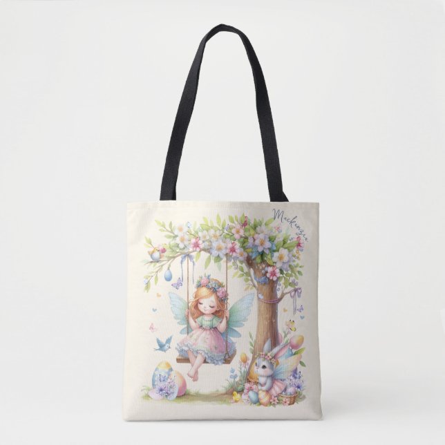 Bolsa Tote Fada de Primavera de Páscoa de de Aquarela (Frente)