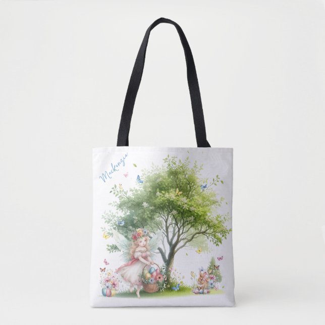 Bolsa Tote Fada de Primavera de Páscoa de de Aquarela (Frente)
