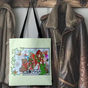 Bolsa Tote Fada do Natal Brinquedos Verdes Festivos