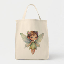 Bolsa Tote Fada Encantada da Floresta: Sprite verde pastel