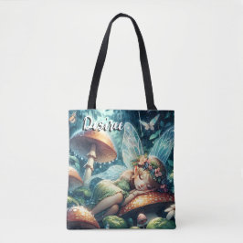 Bolsa Tote Fada Etérea Dormindo em um Cogumelo
