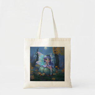 Bolsa Tote Fada Fofo em uma Abóbora Azul