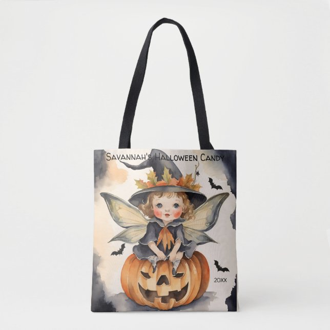 Bolsa Tote Fada Halloween - Doces personalizados (Frente)