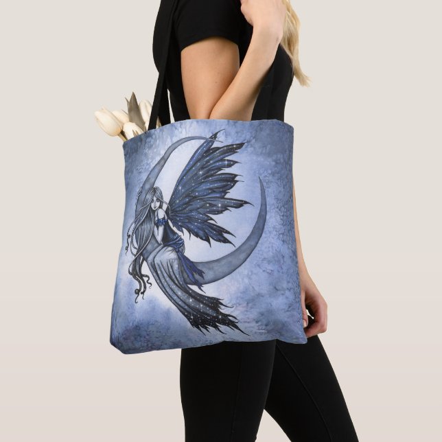 Bolsa Tote Fada sobre Crescent Moon Fantasy Art (Close Up)