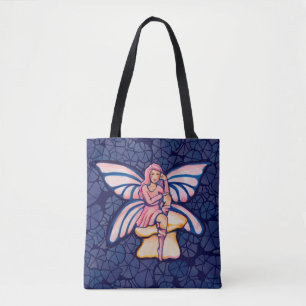 Bolsa Tote Fadas de Arte por Aquarela, cor-de-rosa, de Fada d