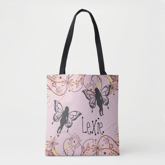 Bolsa Tote Fadas de Fantasia Floral Personalizadas (Frente)