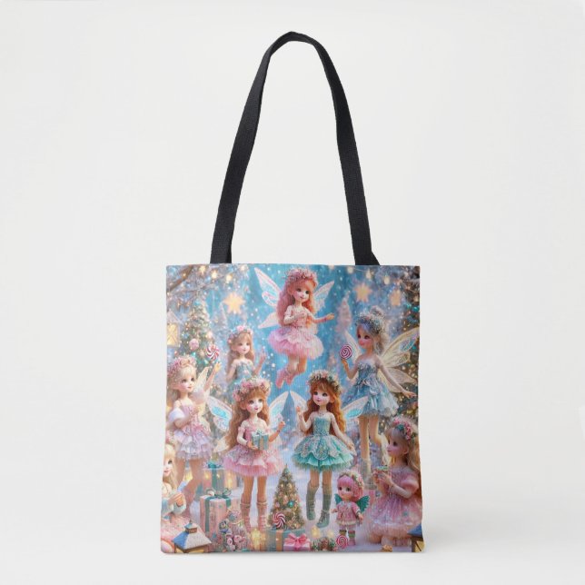 Bolsa Tote Fadas de Natal Juntam-se (Frente)
