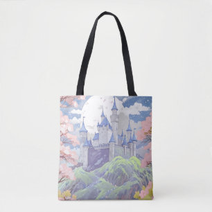 Bolsa Tote Fairytale Castle Primavera Pastel Watercolor