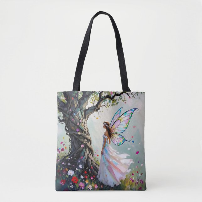 Bolsa Tote Fairytale Inspired Fairy and Whimsical Tree (Frente)