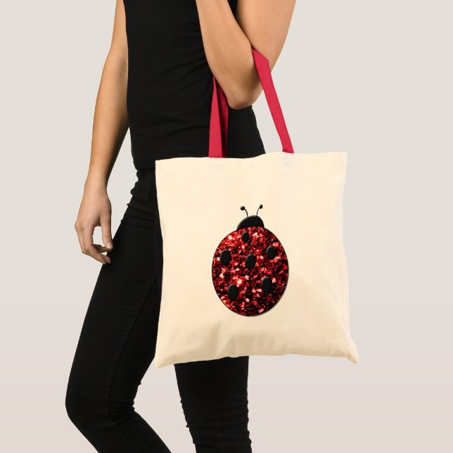 Bolsa Tote Faíscas cintilantes de ladybug vermelho escuro (Frente (produto))