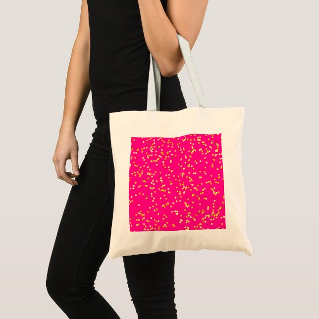 Bolsa Tote faíscas douradas cor-de-rosa-rosa (Frente (produto))
