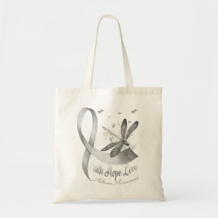 Bolsa Tote Faith Hope ama Cinza de Dragonfly Asma Consciênci