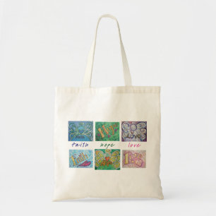 Bolsa Tote Faith Hope Love Angel Word Collage Tote Bag