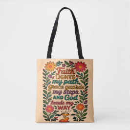 Bolsa Tote Faith Lights My Path Christian Art - Inspirational