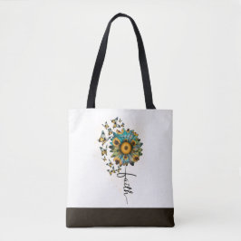 Bolsa Tote Faith Sunflower Butterflies Religião Cristã