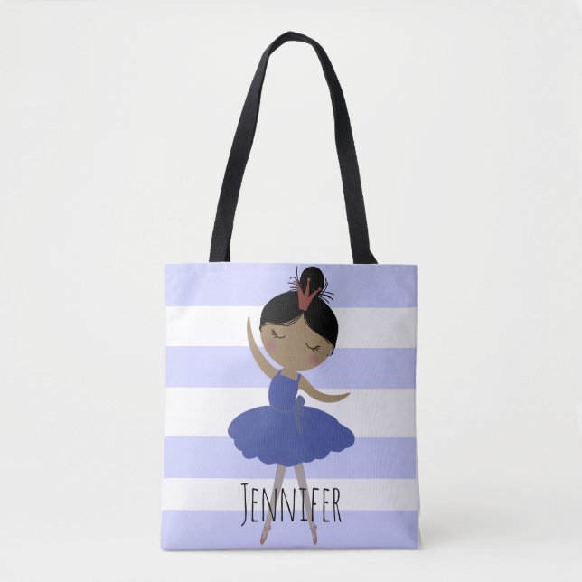 Bolsa Tote Faixa Azul de Ballerina Asiática (Frente)