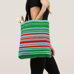 Bolsa Tote Faixa Azul Verde Vermelha