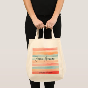Bolsa Tote Faixa Colorida Personalizada em Aquarela Vibrante