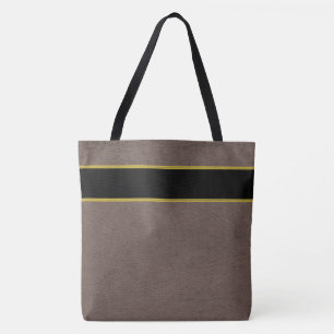 Bolsa Tote Faixa Dourada de Couro Corporativa Profissional