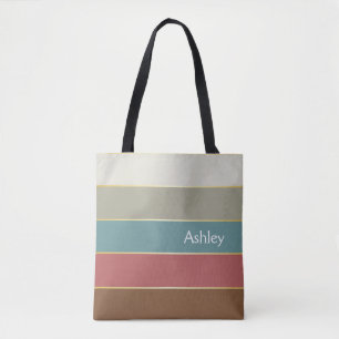 Bolsa Tote Faixas de Cores de Verão Personalizadas