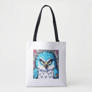 Bolsa Tote Falcão Azul Fluffy Azul e Branco Irritado - Estilo