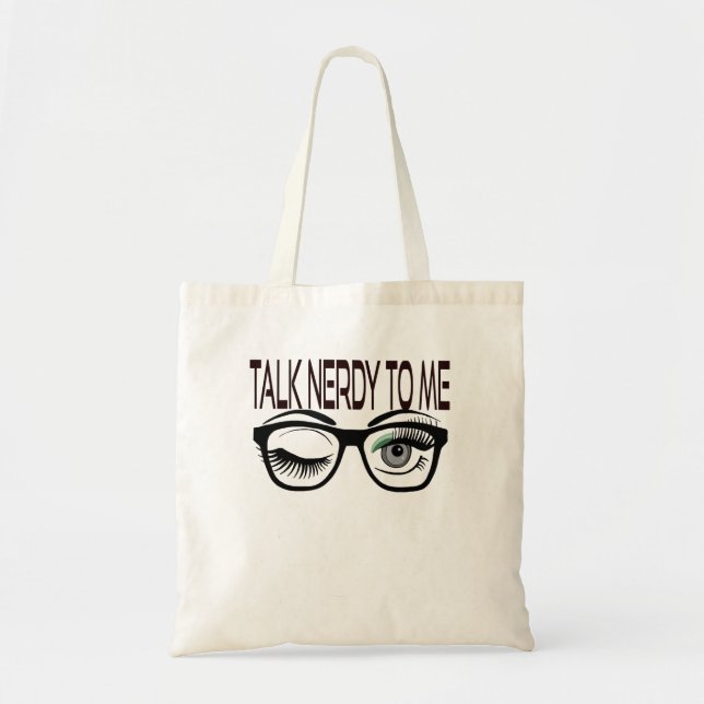 Bolsa Tote Fale Comigo Com Os Óculos De Geek Piscando Em Verd (Frente)