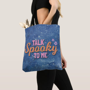 Bolsa Tote Fale "Spooky" comigo no Dia das Bruxas Azul e Bran