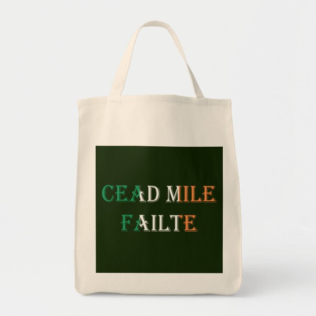 Bolsa Tote Falha de Cead Mile na Irish Flag gtcnt (Frente)