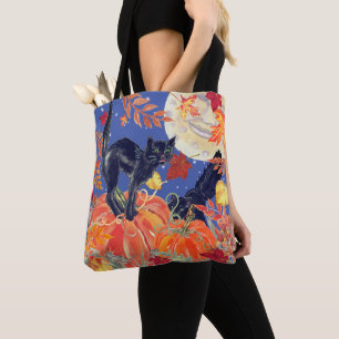 Bolsa Tote Fall Black Cat Deixa A Lua Pumpkin Patch Halloween