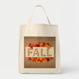Bolsa Tote Fall Farmhouse Colorors Autumn Leaves em Burlap