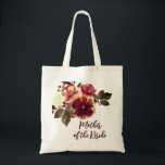 Bolsa Tote Fall Floral Madre da Noiva do Casamento<br><div class="desc">A mãe casamento outono do saco de tote Bride retrata um design floral de aquarela de outono com elegante laranja queimado e flores cor-de-rosa e verde. A bolsa pode ser personalizada para a sua festa noiva.</div>