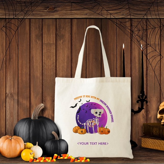 Bolsa Tote Fall Halloween Spooky Trick ou Treat Tote Bag (Trick or Treat OR show up to the Halloween party in style. Represent your favorite dog breed!!)