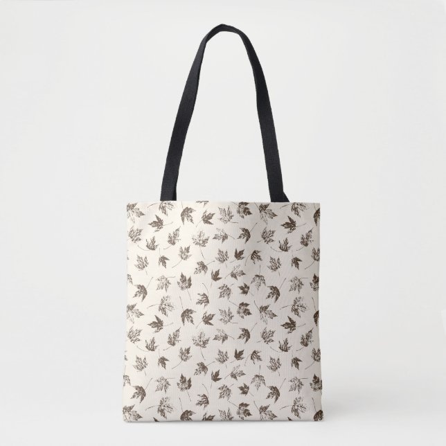 Bolsa Tote Fall Maple Folhas no creme - padrão sem falhas. (Frente)