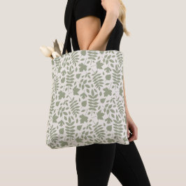Bolsa Tote Fallen deixa o padrão verde em Creme