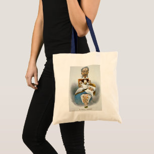 Bolsa Tote Família Antiga, Pai com Bebês e Mão de Pôquer