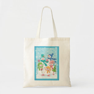 Bolsa Tote Família bonito do boneco de neve do Natal na neve