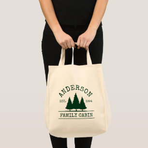 Bolsa Tote Família Cabin Nome Floresta Grocería Verde