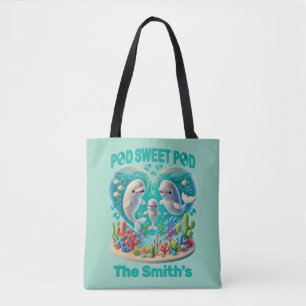 Bolsa Tote Família de baleias "Pod Sweet" Personalizável
