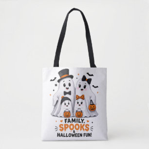 Bolsa Tote Família de Fantasmas Fofos Diversão de Halloween