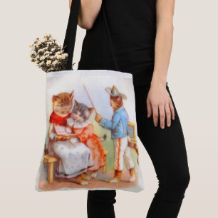 Bolsa Tote Família de gatinhos vestidos vitorianos