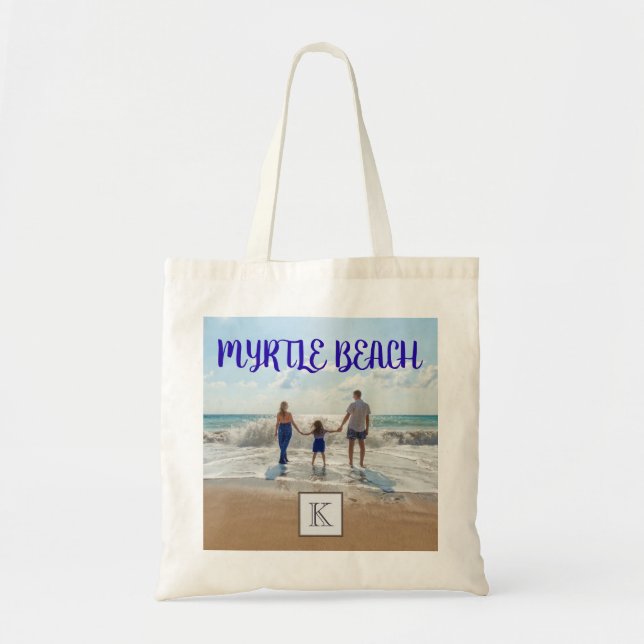 Bolsa Tote Família de Surfs de Areia de Souvenir, Myrtle Beac (Frente)