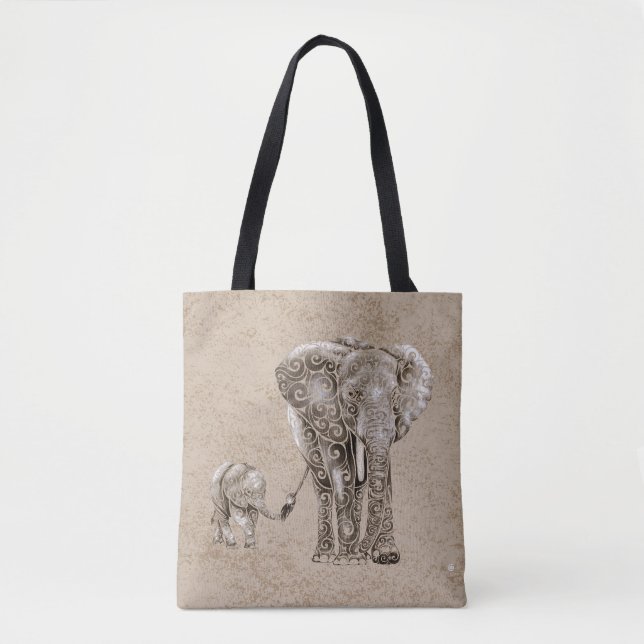 Bolsa Tote Família Elefante Suave (Frente)