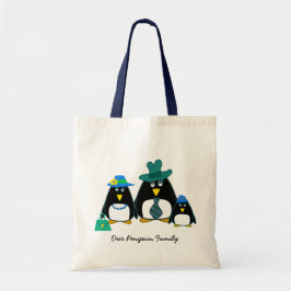 Bolsa Tote Família Engraçada de Pinguins de 3 Presentes
