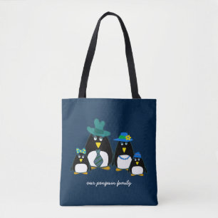 Bolsa Tote Família Engraçada de Pinguins de 4 Bolas de Pres