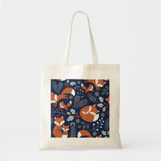 Bolsa Tote Família Fox: padrão contínuo de vintage.